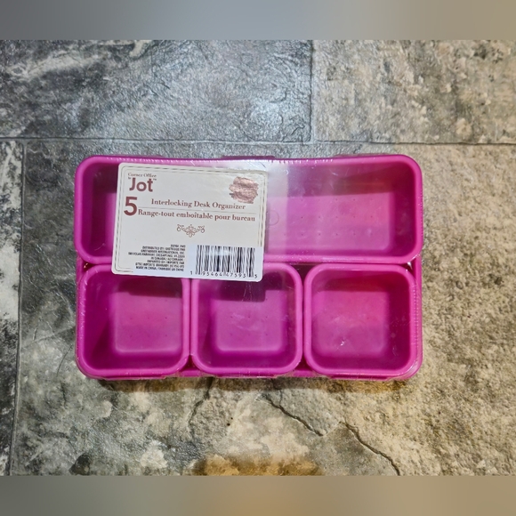 5pc Interlocking Desk Organizer Set in Pink BNIB - Picture 1 of 3